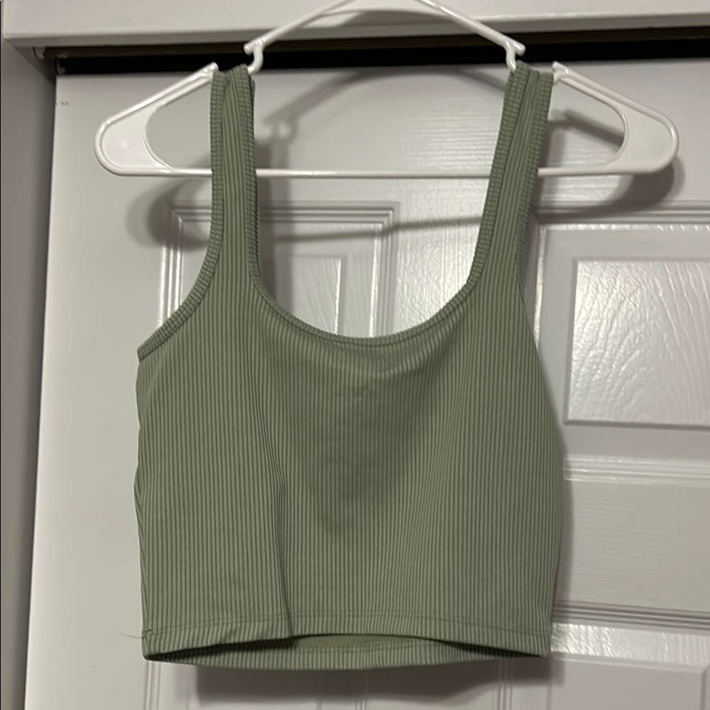 Green Ribbed Tank Top - Picture 3 of 3